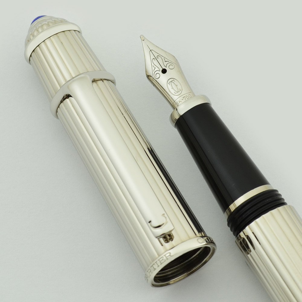Cartier Diabolo Fountain Pen - Full Size, Platinum Godron